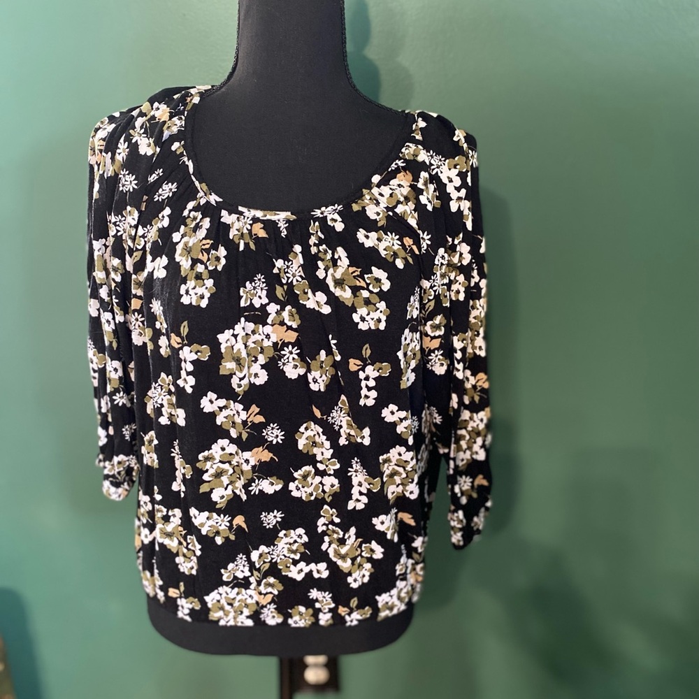 Michael Michael Kors Petite Floral Black Women's Top